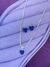 CONJUNTO COLAR BRINCO E PINGENTE PEDRA AZUL