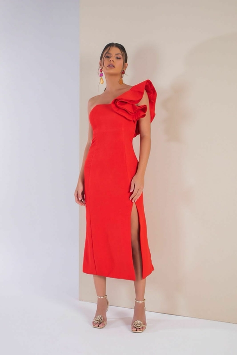 Vestido Flor Ombro Só | Elegância, Glamour e Design Escultural