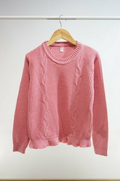 sweater trenzado rosa
