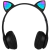 Fone Bluetooth Orelha De Gato Led Colorido - Preto