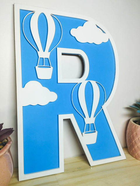 Enfeite Porta maternidade Letra céu com nome - comprar online