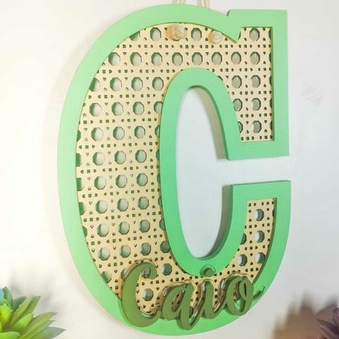 Enfeite Porta maternidade Letra Palha indiana com Nome - comprar online