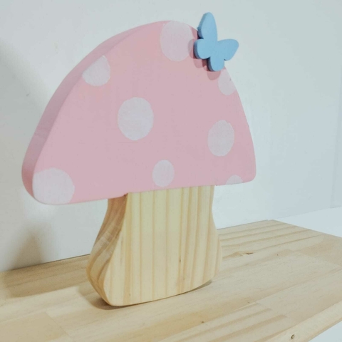 Adorno Cogumelo madeira pinus