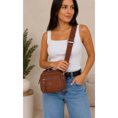 Bolsa Transversal Feminina Preta Tiracolo Casual Pequena com Zíper Alça Ajustável - comprar online