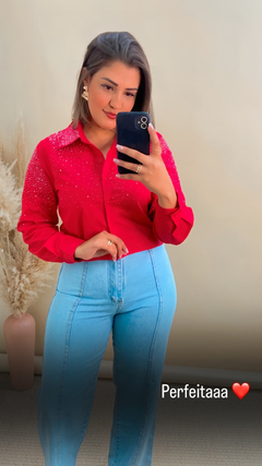 2555 - Blusa social Country com pedraria