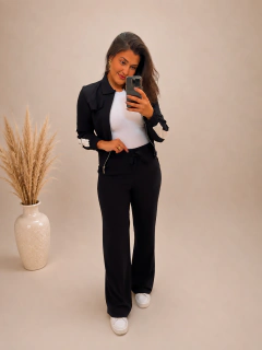 3097 - Conjunto Feminino com Calça Pantalona e Jaqueta com Listra - comprar online