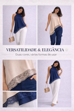 Imagem do 2946 - Blusa Assimétrica com Renda na Barra