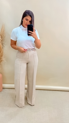 2696 - Calça Pantalona Alfaiataria Nude - comprar online