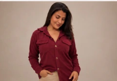 3084 - Jaqueta Max Feminino Veludo Cotelê Cereja - comprar online