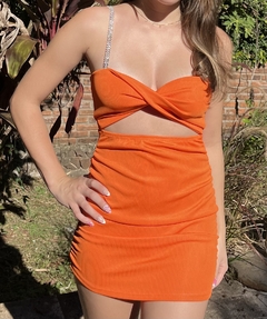 VESTIDO MORLEY CON STRASS Naranja en internet