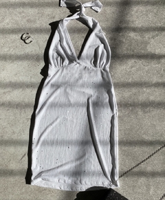 Vestido glitter corte V espalda descubierta - comprar online