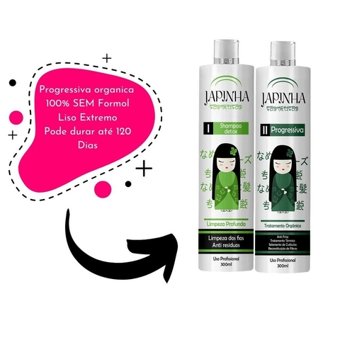 Kit Escova Orgânica Progress Sem Formol 300ml -Máscara Redutora -Japinha