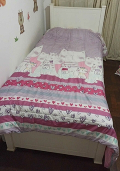 Cama 1 plaza blanca c/ mesita de luz - comprar online