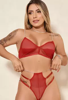 CONJUNTO SEXY SEM BOJO TRANSPARENTE - 040