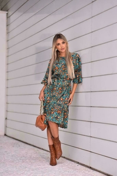 Vestido Verde Estampado - 471 - comprar online