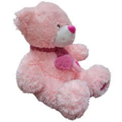 Oso rosa con bufanda en internet