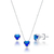 Conjunto Coração 6mm Azul de Prata (45cm)