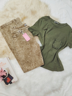 T-shirt Zara Verde Militar - PP