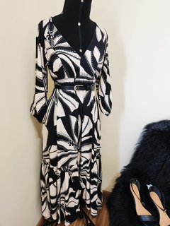 Vestido Longo Bege e Preto Riachuelo - P