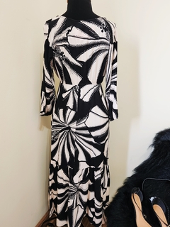 Vestido Longo Bege e Preto Riachuelo - P - loja online