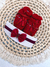 Kit Sapatinho Tricot Bordado com Tiara - 02 peças - Vermelho escuro