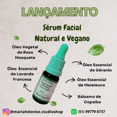 Sérum Facial Artesanal, Natural e Vegano, Mariah Denise Studio Natural - 10 ml