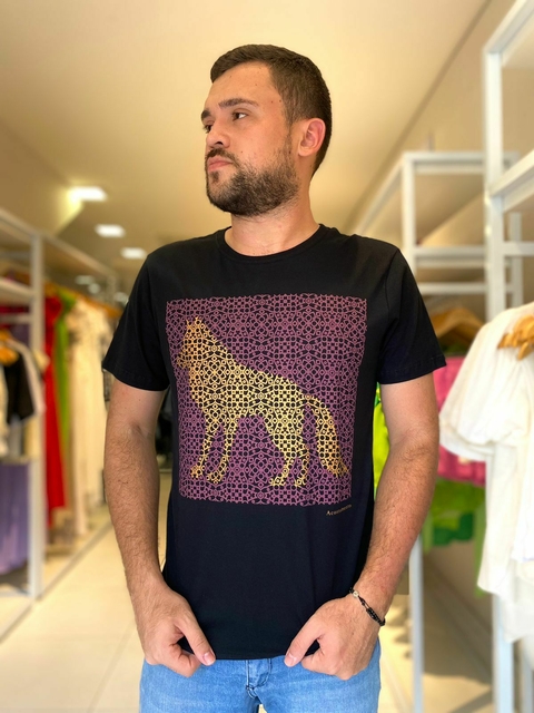 Camiseta Estampada Acostamento Lobo Moldura