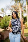 blusa em viscose estampada