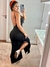 Vestido Longo Com Fenda Costa Nua Tendência Verão - Meliss Modas
