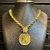 PINGENTE MEDALHA FÉ COM COROA 4D CRAVEJADA EM PEDRAS ZIRCÔNIAS - (4x4cm) - BANHADO A OURO 18K na internet