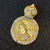 PINGENTE MEDALHA FÉ COM COROA E MÃO 4D CRAVEJADA EM PEDRAS ZIRCÔNIAS (4x4cm) - BANHADO A OURO 18K