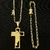 CORRENTE CARTIER (3mm) FECHO CANHÃO + PINGENTE CRUZ E CRISTO VAZADO + PULSEIRA - Banhado a Ouro 18k - comprar online