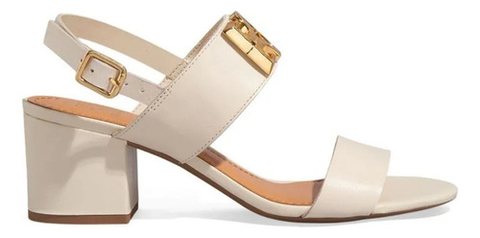 Sandália Couro Salto Bloco Monograma - Degalls