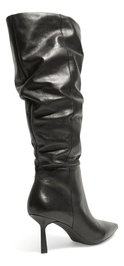 Bota Couro Pelica Cano Alto Preto Salto Fino- Santa Lolla