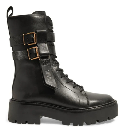 Bota Coturno Preta Couro Premium Tratorada- Santa Lolla