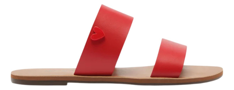 Rasteira Tira Dupla Couro Wishes Vermelha