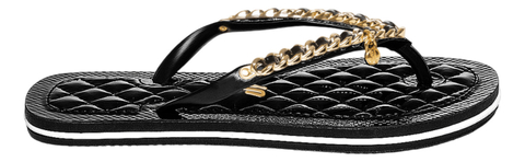 Santa Lolla Flip Flop Matelassê Verniz Preto