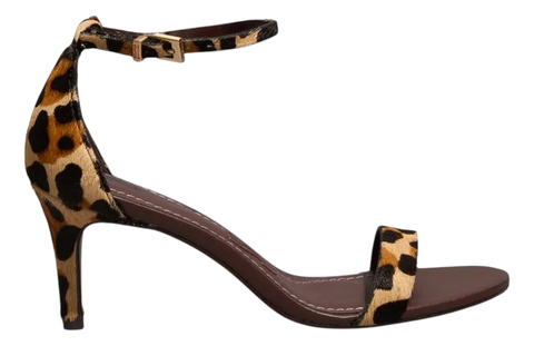 Santa Lolla Sandália Couro Animal Print Salto Médio
