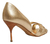 Peep Toe Couro Metalizado Dourado Salto Médio Agulha - Juh Padrão