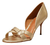 Peep Toe Couro Metalizado Dourado Salto Médio Agulha - comprar online