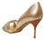 Peep Toe Couro Metalizado Dourado Salto Médio Agulha na internet