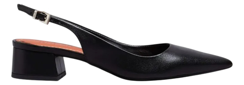 Scarpin Couro Bico Fino Preto Salto Grosso - Santa Lolla