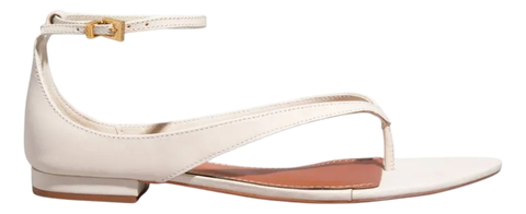 Rasteira Couro Pelica Bico Fino Off White - Santa Lolla