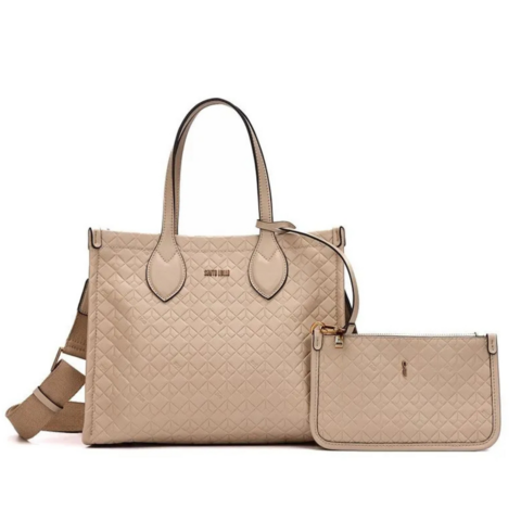 Kit Bolsa Tote Soft E Clutch Bege - Santa Lolla