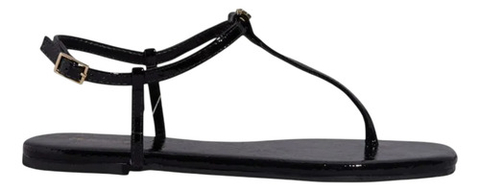 Rasteira Verniz Bico Quadrado Preta - Degalls