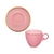 Xícaras Para Chá Com Pires De Vidro Matte Rosa Com Borda Dourada 170ml 4 Peças Hauskraft (6279) na internet