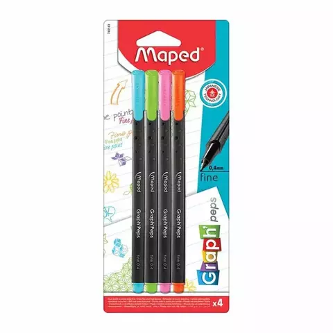 Marcador Para Colorear Delgado Punto Fino Colores Pastel Blíster con 4 Piezas Graph Peps Maped