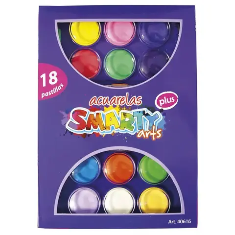 1 Acuarela de Plástico Redondo con 18 Colores Smarty