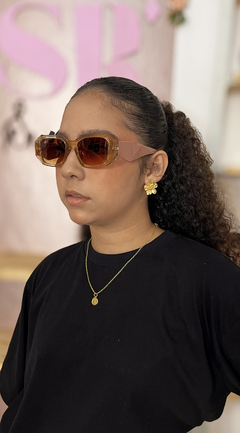 Óculos Glam Sr - lentes marrom e haste rosê