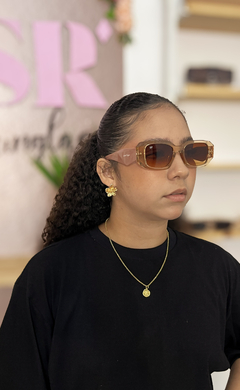 Óculos Glam Sr - lentes marrom e haste rosê - comprar online